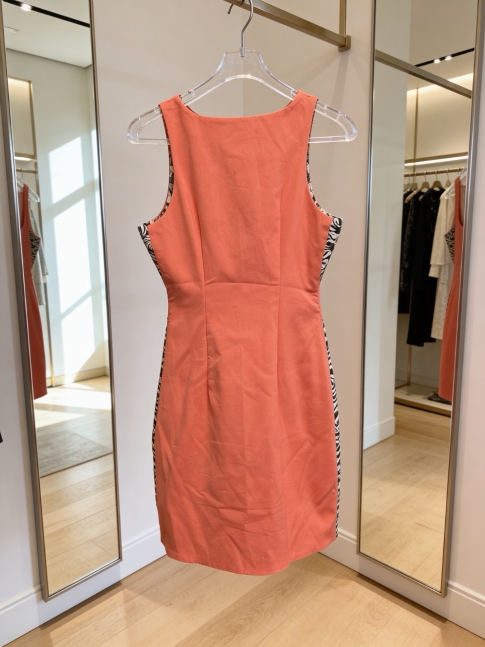 Opening Ceremony Sleeveless  Coral Sheath Dress with Contrast Side Panels